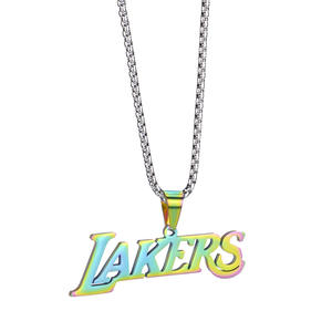 Collier logo de l'équipe de basket-ball, série LOGO, <span class=keywords><strong>Lakers</strong></span> bull, Raptors thermiques, fusée, périmètre, pendentif en acier titane - Product Image 6