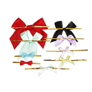 Tùy Chỉnh In Ấn Đầy Màu Sắc Pre Buộc Bow Với Dây Twist Tie/Pretied Twist Tie Kẹo Satin Quà Tặng Bow - Product Image 3