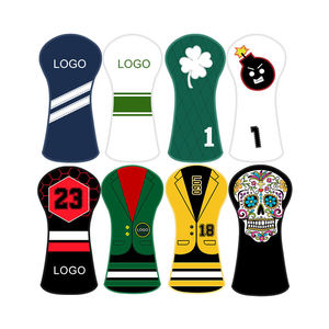 Housse de tête de club de golf en cuir avec broderie, en matériau PU, pour bois de fairway et driver, livraison rapide - Product Image 1