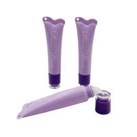 Tube de brillant à lèvres violet ondulé de 15 ml avec embout incliné et trou de suspension, tube cosmétique souple pour baume à lèvres