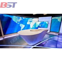 Table de diffusion radio personnalisée en pierre artificielle blanche avec éclairage LED