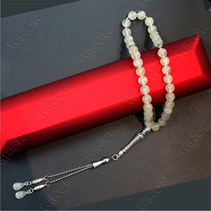 Cuarzo Rutilado Dorado Natural, Piedra Preciosa <span class=keywords><strong>de</strong></span> <span class=keywords><strong>Cristal</strong></span> 100% Natural, <span class=keywords><strong>Rosario</strong></span> Islámico <span class=keywords><strong>de</strong></span> 33 Cuentas, Misbaha, Masbaha, Tasbeeh, Sibha - Product Image 5