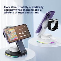 Le nouveau chargeur sans fil trois-en-un de 15 W convient au support de charge magnétique portable pour ordinateur de bureau Apple avec charge rapide.