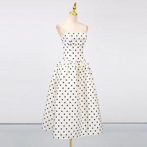 Robe Chanson <span class=keywords><strong>Paris</strong></span> Matin 2026 Nouvelle Collection Été Taille Cintrée Imprimé à Pois Robe Française Élégante - Product Image 4