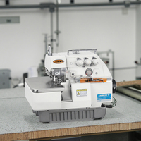 Machine à coudre surjeteuse industrielle haute vitesse JK757, surjeteuse à double aiguille 5 fils pour tissus légers à moyens, avec fonction surjet.