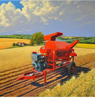 Batteuse numérique multi-cultures Sabin à moteur axial 12 CV, refroidissement par air, moteur diesel vertical, capacité 400-800 kg/h, agricole