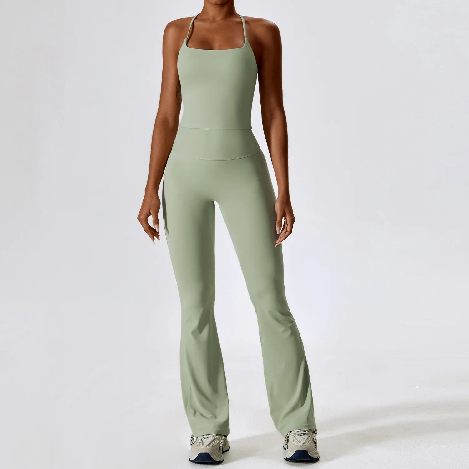 green jumpsuit