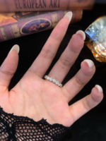 Bague éternelle complète en or massif 9K avec diamant de laboratoire rond serti clos, pour femme, idéale pour mariage, anniversaire ou promesse
