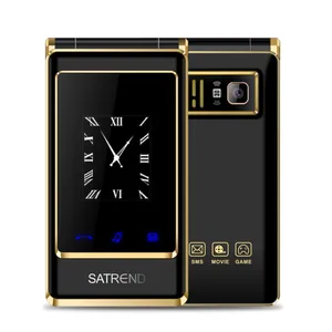 New Year's Gift SATREND A15-M Dual-screen Flip Elder Phone 3.0 inch + 1.77 inch 2G Big Keys Dual SIM Phone Call