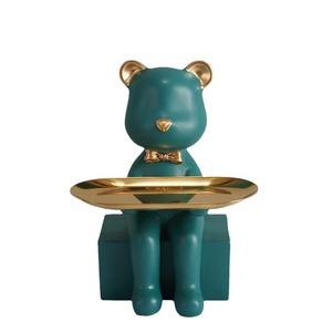 Organizador de almacenamiento con forma de oso, soporte multifuncional de escritorio para llaves, joyería, decoración del hogar, tipo de pie de color naranja y verde - Product Image 5