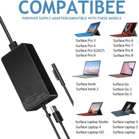 Nouvel adaptateur pour ordinateur portable 65W pour Microsoft Surface Pro 10/9/8/7/6/5/4/3/X pour Windows Surface Laptop 6/5/4/3/2/1 pour Surface Go 3/2/1