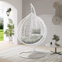 Chaise suspendue à bascule en rotin réglable bon marché, en macramé, pour patio, noire, une place