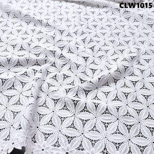 Elegante blanco soluble en agua tela de encaje bordado Sexy hueco tejido guipur cordón tela de encaje para vestidos de novia - Product Image 2