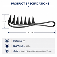 Peine de Dientes Anchos de PP al por Mayor para Hombres, Cabello Rizado, Pompadour, Quiff, Herramienta de Peluquería, Logotipo Personalizado OEM ODM