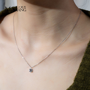 Listo para enviar MSN-957 Collar de diamantes de laboratorio redondos de 1 quilate en oro blanco de 9 quilates, collar de diamantes de laboratorio a la moda. - Product Image 5