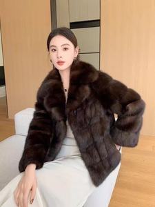 Manteau en fausse fourrure imitation vison pour femme, style russe, luxe léger, ample, écologique, avec col de costume de luxe - Product Image 2