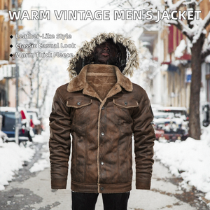 Chaqueta de Cuero Vintage con Forro de Piel Sintética para Hombre, Chaqueta Casual con Cierre - Product Image 2