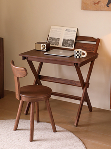 Escritorio Plegable de Madera Maciza de Fresno Blanco Estilo Vintage para Apartamentos Pequeños, Oficina en Casa, Escritura - Product Image 5