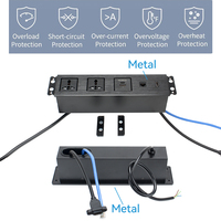 Prise rectangulaire intégrée en alliage noir, vente en gros d'usine, prises de table multiples USB RJ45 pour le bureau