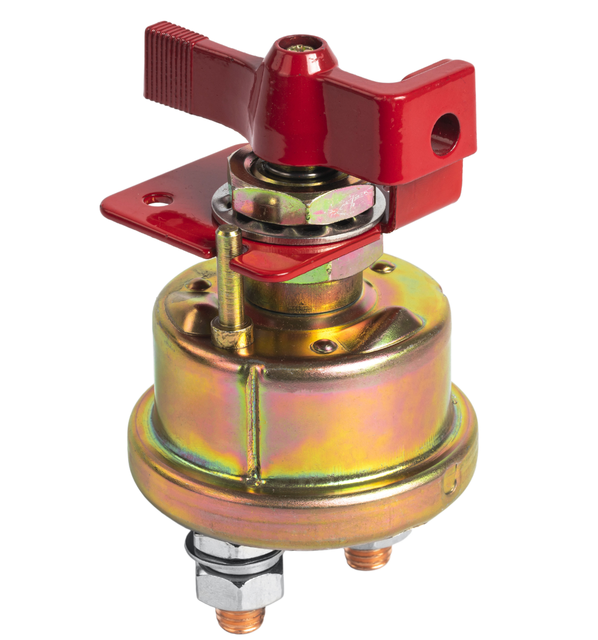 12V-24V Auto Marine Battery Switch 2 Terminals Battery Disconnect Switch Isolator Cut Off Switch with Locking Design for Car