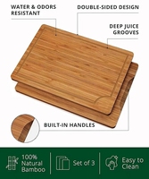 Planche à découper en bambou carbonisé bio, lot de 3, prix avantageux, personnalisable