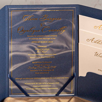 Carte d'invitation de mariage personnalisée en acrylique, pliée en trois, romantique, pour la décoration de la fête nuptiale