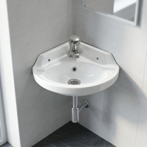 Lavabo mural rectangulaire en céramique blanc brillant, design moderne, pour projets hôteliers et commerciaux, vente en gros - Product Image 3