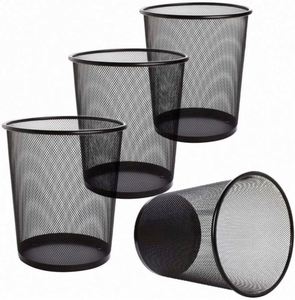 Lot de 4 poubelles à recyclage en maille, petites corbeilles à déchets pour bureau et maison, poubelles rondes à ouverture supérieure - 2,5 gallons en FER - Product Image 1
