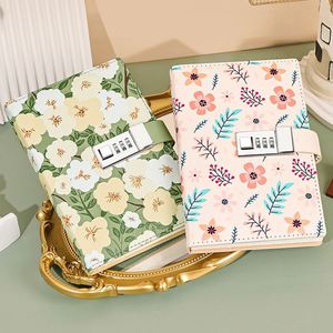 Carnet créatif à couverture rigide B6 avec serrure à code colorée de qualité supérieure, motif floral, idéal pour étudiants, cadeau, vente en gros - Product Image 1