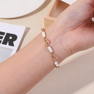 สร้อยข้อมือหินธรรมชาติสีสันสวยงาม ไม่ซีดจาง ชุบทอง PVD บนสแตนเลสสตีล สำหรับผู้หญิง ของขวัญเครื่องประดับ - Product Image 6