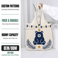 Nouveau sac fourre-tout en tricot motif ours, pour le bureau et le quotidien, texture douce, spacieux, sac à main de shopping, motif personnalisé, OEM ODM, faible MOQ, vente en gros