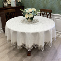 Nappe en polyester tricoté à motif floral de style européen, écologique, pour usage domestique, grande housse de table à manger, anti-poussière, couleur unie
