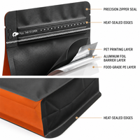 Sachet Doypack personnalisé imprimé à 8 soudures latérales en film composite d'aluminium pour grains de café avec fermeture éclair refermable