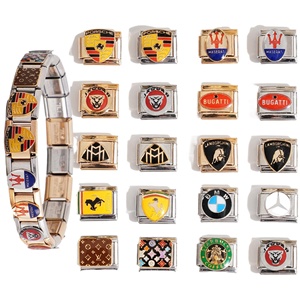 Nueva Pulsera Italiana de Eslabones Extensibles de Acero Inoxidable con Logotipo de Coche en Oro Galvanizado de Color Inalterable, Unisex, DIY, Combinable con Todo - Product Image 1