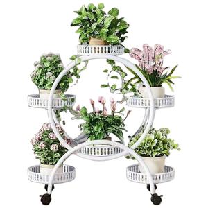 現代的な3段エポキシコーティング鉄製フラワースタンド、モダンでクリエイティブなデザイン、家庭用屋内外ガーデン多機能節約 - Product Image 1