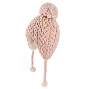 Kid's Pom-Pom Earflap Knit <b>Beanie</b> Hat Warm and Cozy Winter Hat for Boys and Girls - Product Image 1