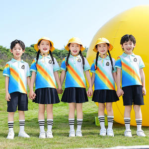 Venta al por mayor 100% algodón niños uniforme escolar polos sudaderas casuales con humedad que absorbe tejido de punto suave solapas sueltas - Product Image 4