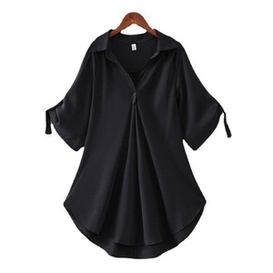 <span class=keywords><strong>Chic</strong></span> grande taille hauts pour femmes été <span class=keywords><strong>tunique</strong></span> mode solide blouse décontractée femmes blanc dames haut chemises amples - Product Image 4