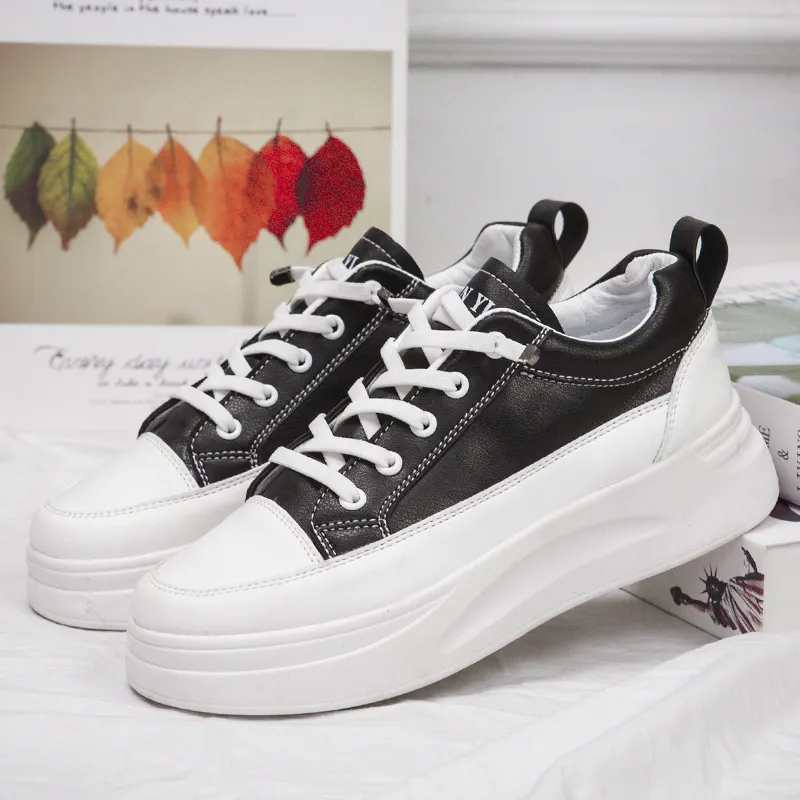 China Manufacturer Wholesale Pu Leather Women's Casual White Shoes Women Chunky Sneakers