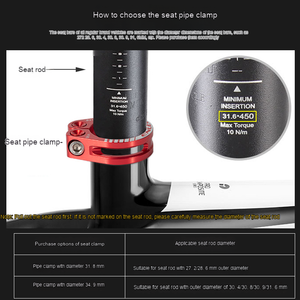 JIUYUE VTT serrure creuse <span class=keywords><strong>tige</strong></span> <span class=keywords><strong>de</strong></span> siège en alliage d'aluminium 31.8/34.9mm anneau <span class=keywords><strong>de</strong></span> serrage pour pièces <span class=keywords><strong>de</strong></span> fourche avant - Product Image 5