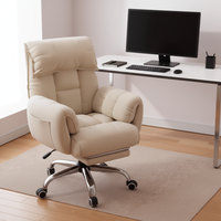 Fauteuil de bureau ergonomique pivotant moderne en tissu blanc moelleux, confort de luxe, avec roulettes, en promotion, pour salon, SENSASI Z1217