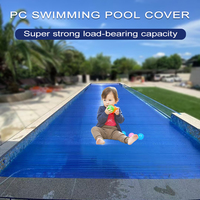 Couverture de piscine motorisée en PC transparent chauffant noir sur mesure, directement de l'usine