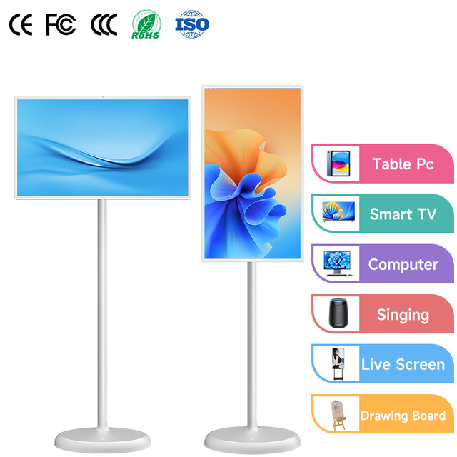 Factory Price 21.5/24/ 27 Inch Mobile Smart Screen Tv Android12 Smart TV on Wheels Portable Tv with Battery