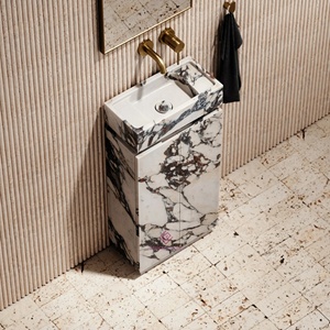 <span class=keywords><strong>Meuble</strong></span> sous-<span class=keywords><strong>vasque</strong></span> <span class=keywords><strong>de</strong></span> luxe en marbre Calacatta Viola avec portes Armoire moderne en pierre naturelle - Product Image 3