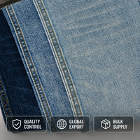 Tela vaquera elástica de algodón de fibra larga, 98.5% algodón, 11.9 oz, azul extra profundo, gris oscuro, 62-63 pulgadas, sarga, tacto firme