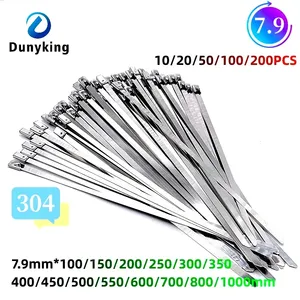 Abrazaderas de cable de acero inoxidable 304 de 7.9 mm (0.31 pulgadas) con bloqueo automático, recubiertas para escape, tipo Zip-Exhaust - Product Image 1