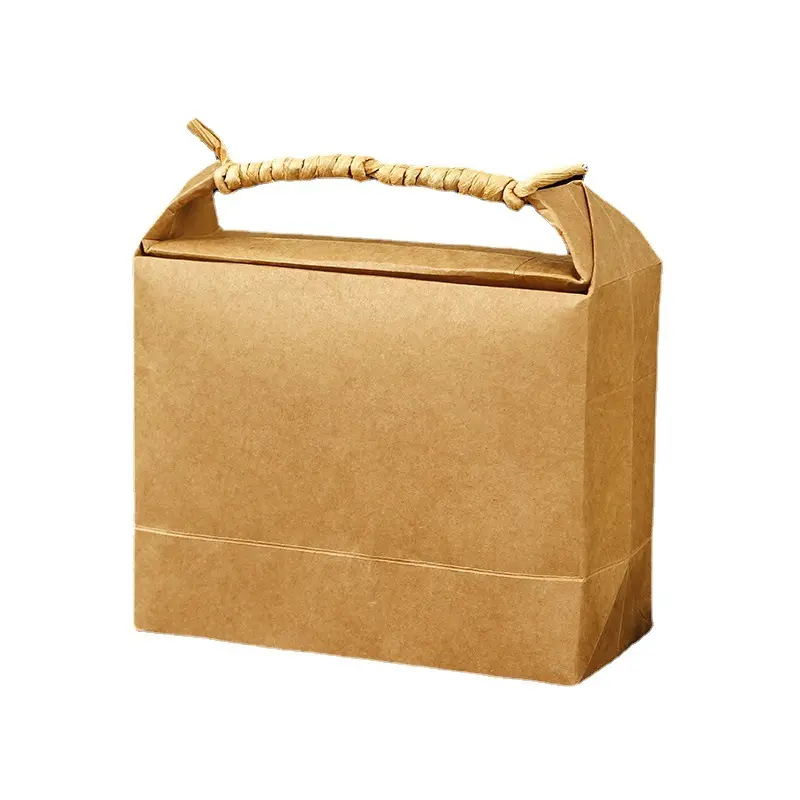 Custom Rice Dried Fruit Black Tea Nut Mung Bean Whole Grains And Grains Packaging Brown Kraft Handle Paper Bags