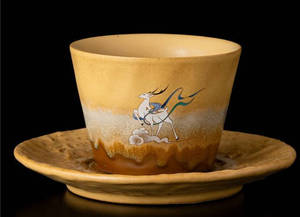 Juego de Taza y Platillo de Café MSH Ciudad Prohibida Rojo Dunhuang Ciervo de Nueve Colores para Salón de Té - Product Image 4