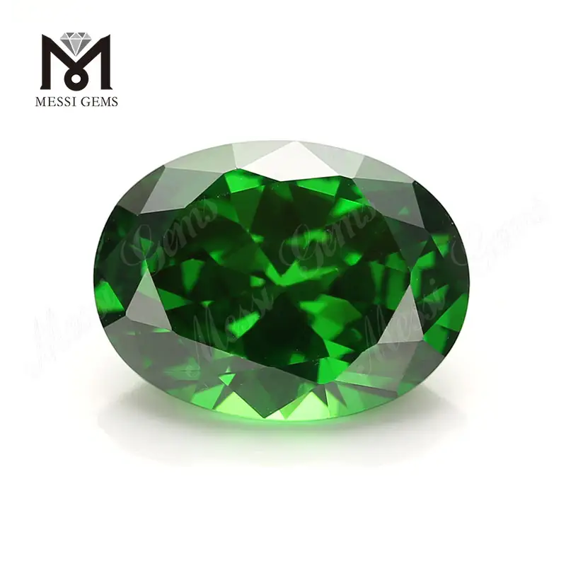 Wholesale oval shape emerald green cz cubic zirconia stones