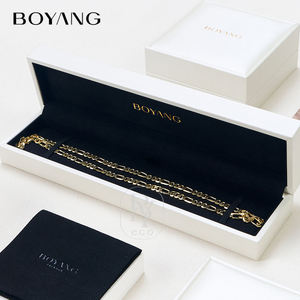 Scatola per Gioielli Boyang di Lusso in Pelle PU <span class=keywords><strong>Bianca</strong></span> con Logo Personalizzato Stampato Set di Confezioni per Orecchini Anelli Bracciali e Collane - Product Image 5